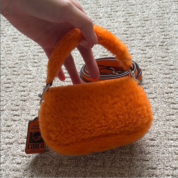 Coach orange lil nas x drop tabby bag in 12 shearling mini purse crossbody NWOT - Picture 4 of 7